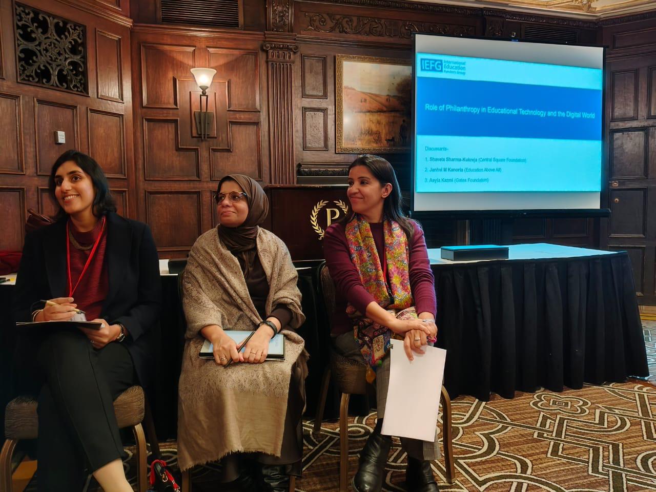 Janhvi Maheshwari-Kanoria, Asyia Kazmi, OBE, and Shaveta Sharma-Kukreja at CIES 2025 